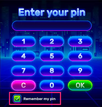 Tick Remember my PIN option