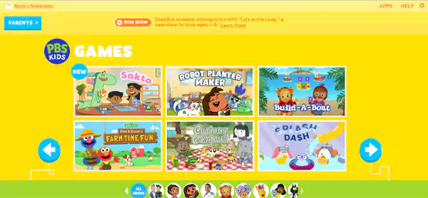 PBS Kids Games Interface